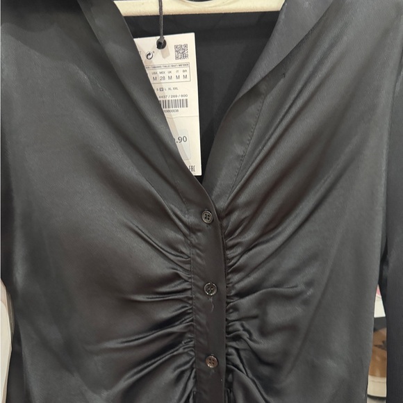 Zara Black Satin Blouse - Picture 4 of 8